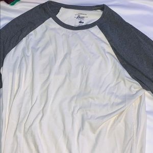 Long sleeve white t shirt with gray sleeves